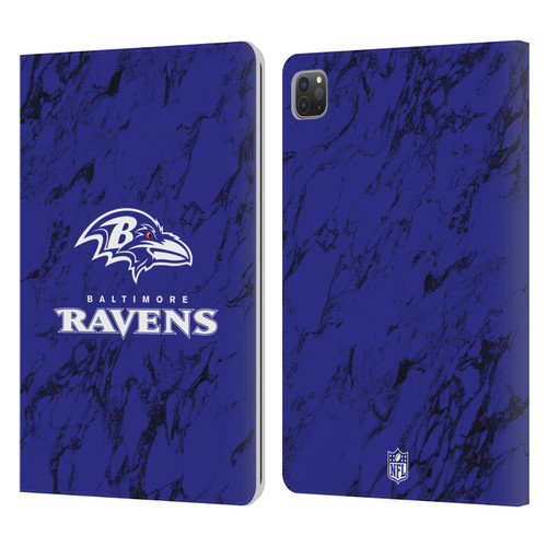 NFL Baltimore Ravens Graphics Coloured Marble Leather Book Wallet Case Cover For Apple iPad Pro 11 2020 / 2021 / 2022