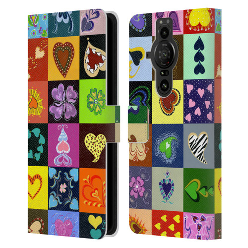 Suzan Lind Colours & Patterns Heart Quilt Leather Book Wallet Case Cover For Sony Xperia Pro-I