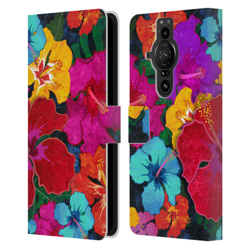 Suzan Lind Colours & Patterns Tropical Hibiscus Leather Book Wallet Case Cover For Sony Xperia Pro-I