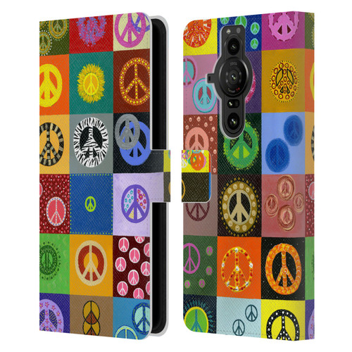 Suzan Lind Colours & Patterns Peace Quilt Leather Book Wallet Case Cover For Sony Xperia Pro-I
