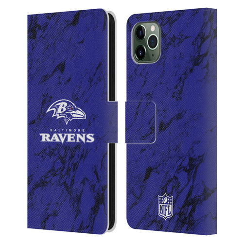 NFL Baltimore Ravens Graphics Coloured Marble Leather Book Wallet Case Cover For Apple iPhone 11 Pro Max