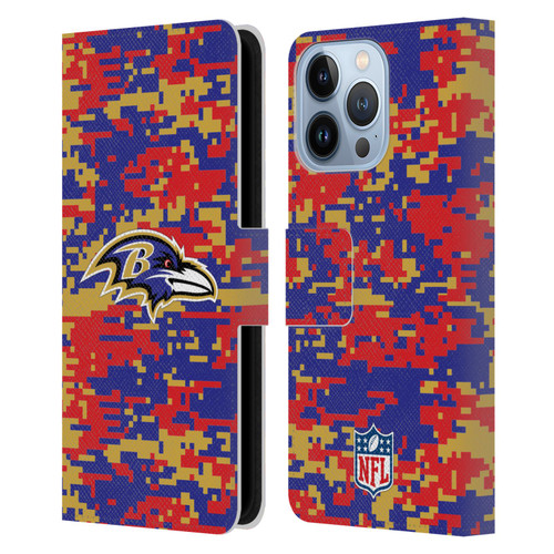 NFL Baltimore Ravens Graphics Digital Camouflage Leather Book Wallet Case Cover For Apple iPhone 13 Pro