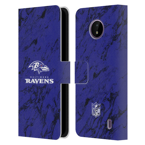 NFL Baltimore Ravens Graphics Coloured Marble Leather Book Wallet Case Cover For Nokia C10 / C20