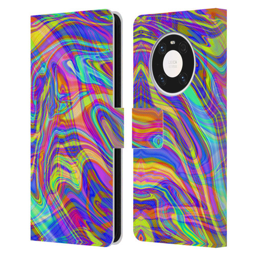 Suzan Lind Marble Illusion Rainbow Leather Book Wallet Case Cover For Huawei Mate 40 Pro 5G