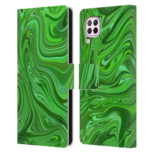 Suzan Lind Marble Emerald Green Leather Book Wallet Case Cover For Huawei Nova 6 SE / P40 Lite