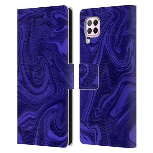 Suzan Lind Marble Indigo Leather Book Wallet Case Cover For Huawei Nova 6 SE / P40 Lite