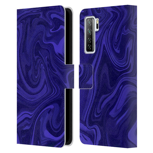 Suzan Lind Marble Indigo Leather Book Wallet Case Cover For Huawei Nova 7 SE/P40 Lite 5G