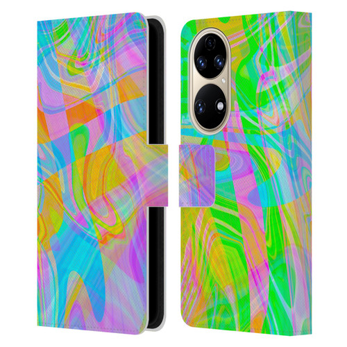 Suzan Lind Marble Abstract Rainbow Leather Book Wallet Case Cover For Huawei P50