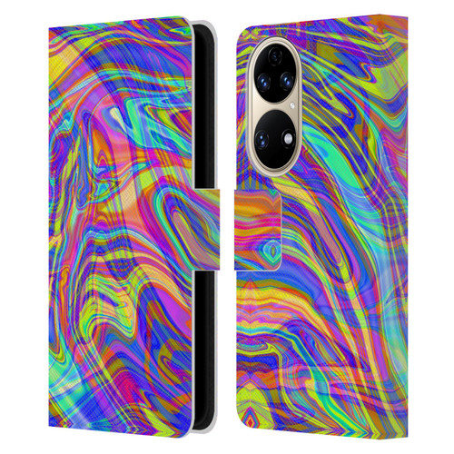 Suzan Lind Marble Illusion Rainbow Leather Book Wallet Case Cover For Huawei P50