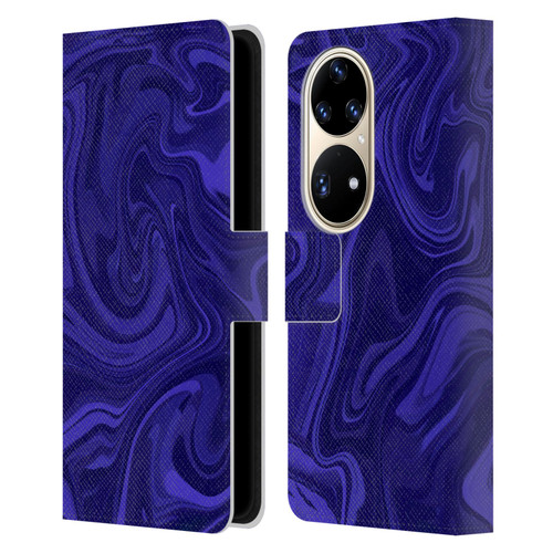 Suzan Lind Marble Indigo Leather Book Wallet Case Cover For Huawei P50 Pro
