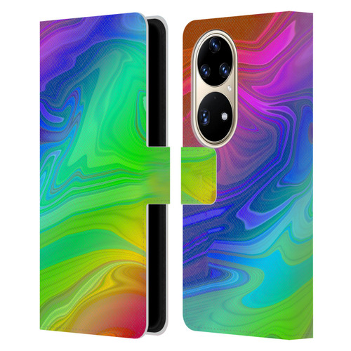 Suzan Lind Marble Rainbow Leather Book Wallet Case Cover For Huawei P50 Pro