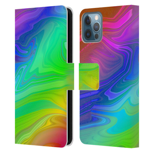 Suzan Lind Marble Rainbow Leather Book Wallet Case Cover For Apple iPhone 12 / iPhone 12 Pro