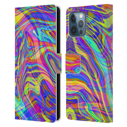 Suzan Lind Marble Illusion Rainbow Leather Book Wallet Case Cover For Apple iPhone 12 Pro Max