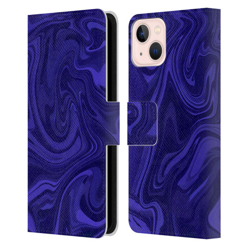 Suzan Lind Marble Indigo Leather Book Wallet Case Cover For Apple iPhone 13