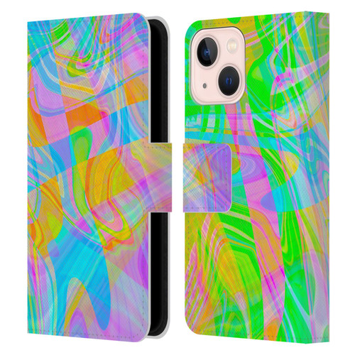 Suzan Lind Marble Abstract Rainbow Leather Book Wallet Case Cover For Apple iPhone 13 Mini
