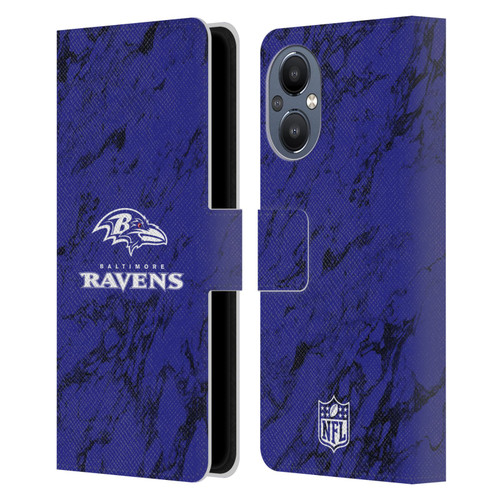 NFL Baltimore Ravens Graphics Coloured Marble Leather Book Wallet Case Cover For OnePlus Nord N20 5G