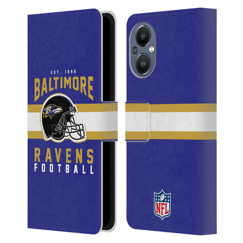 NFL Baltimore Ravens Graphics Helmet Typography Leather Book Wallet Case Cover For OnePlus Nord N20 5G