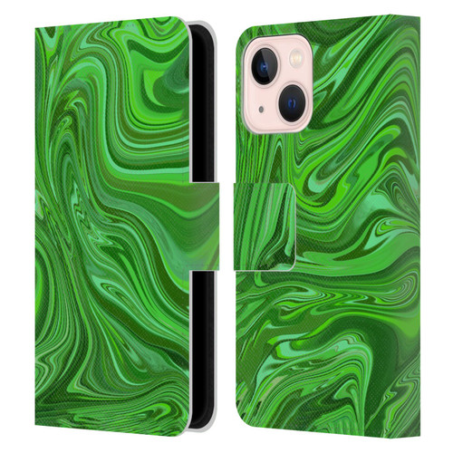 Suzan Lind Marble Emerald Green Leather Book Wallet Case Cover For Apple iPhone 13 Mini