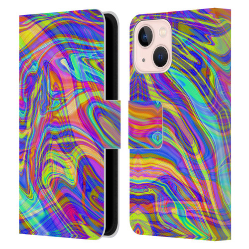 Suzan Lind Marble Illusion Rainbow Leather Book Wallet Case Cover For Apple iPhone 13 Mini