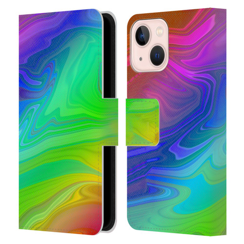 Suzan Lind Marble Rainbow Leather Book Wallet Case Cover For Apple iPhone 13 Mini