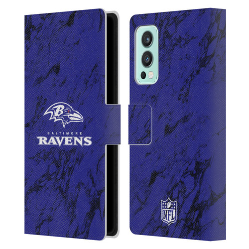 NFL Baltimore Ravens Graphics Coloured Marble Leather Book Wallet Case Cover For OnePlus Nord 2 5G