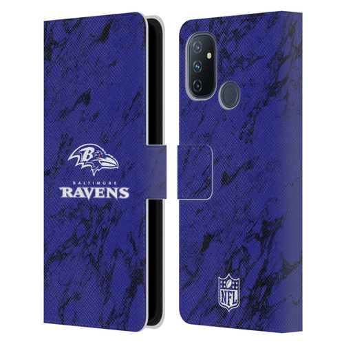 NFL Baltimore Ravens Graphics Coloured Marble Leather Book Wallet Case Cover For OnePlus Nord N100