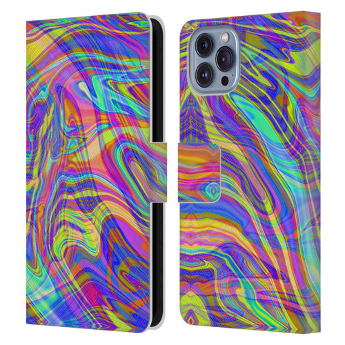 Suzan Lind Marble Illusion Rainbow Leather Book Wallet Case Cover For Apple iPhone 14