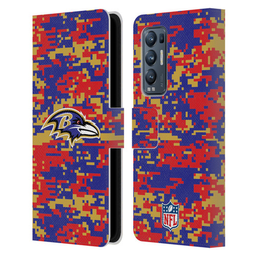 NFL Baltimore Ravens Graphics Digital Camouflage Leather Book Wallet Case Cover For OPPO Find X3 Neo / Reno5 Pro+ 5G