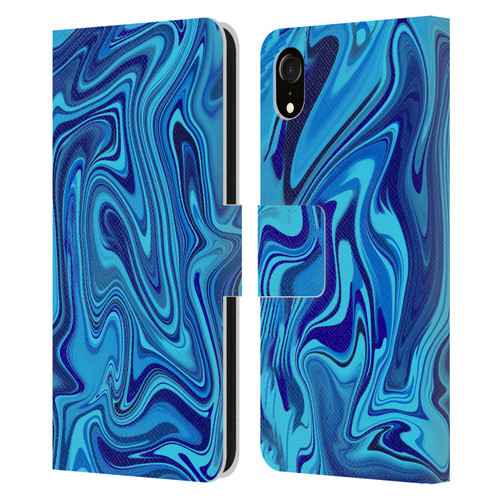 Suzan Lind Marble Blue Leather Book Wallet Case Cover For Apple iPhone XR