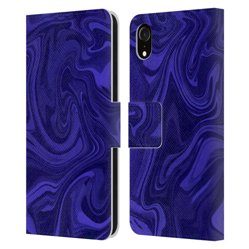Suzan Lind Marble Indigo Leather Book Wallet Case Cover For Apple iPhone XR