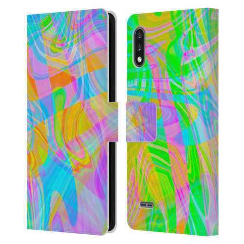 Suzan Lind Marble Abstract Rainbow Leather Book Wallet Case Cover For LG K22