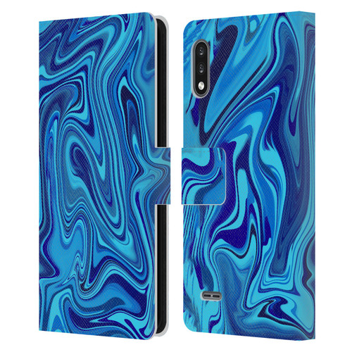 Suzan Lind Marble Blue Leather Book Wallet Case Cover For LG K22