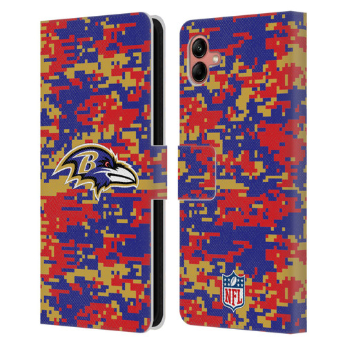 NFL Baltimore Ravens Graphics Digital Camouflage Leather Book Wallet Case Cover For Samsung Galaxy A04 (2022)