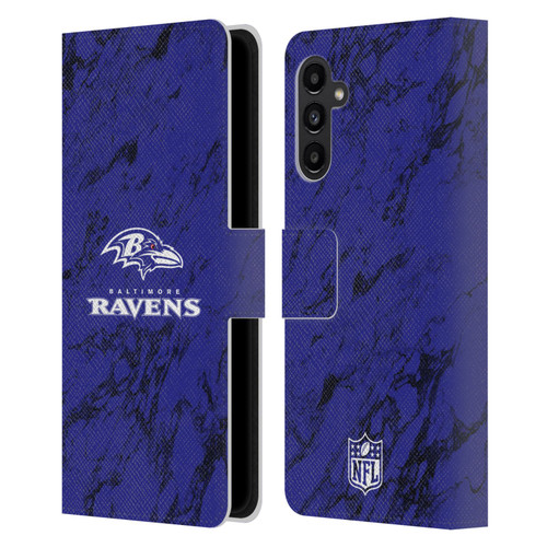 NFL Baltimore Ravens Graphics Coloured Marble Leather Book Wallet Case Cover For Samsung Galaxy A13 5G (2021)