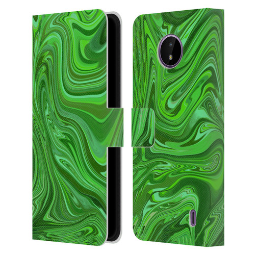 Suzan Lind Marble Emerald Green Leather Book Wallet Case Cover For Nokia C10 / C20