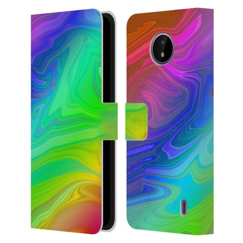 Suzan Lind Marble Rainbow Leather Book Wallet Case Cover For Nokia C10 / C20