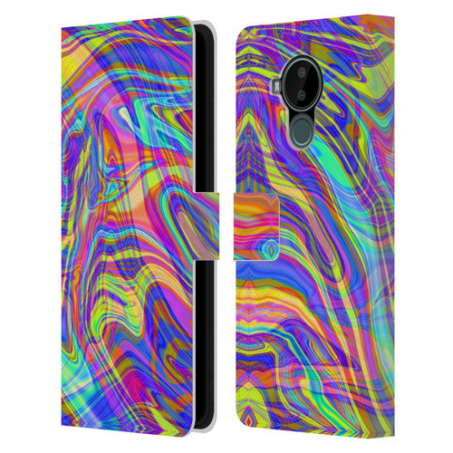 Suzan Lind Marble Illusion Rainbow Leather Book Wallet Case Cover For Nokia C30