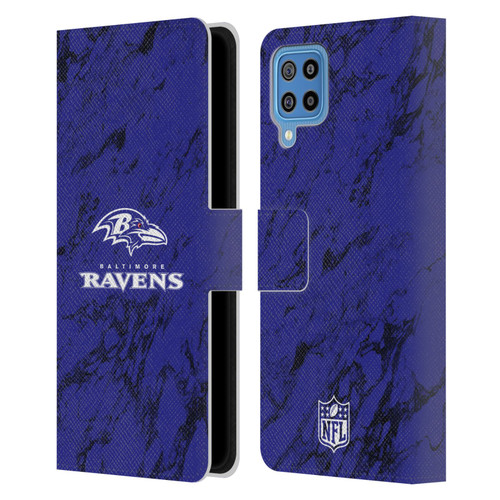 NFL Baltimore Ravens Graphics Coloured Marble Leather Book Wallet Case Cover For Samsung Galaxy F22 (2021)