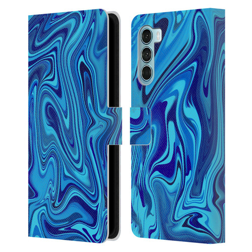 Suzan Lind Marble Blue Leather Book Wallet Case Cover For Motorola Edge S30 / Moto G200 5G