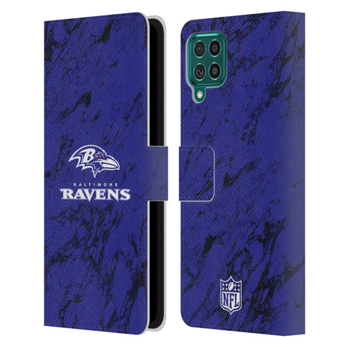 NFL Baltimore Ravens Graphics Coloured Marble Leather Book Wallet Case Cover For Samsung Galaxy F62 (2021)