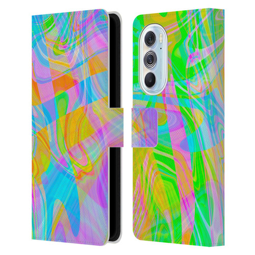 Suzan Lind Marble Abstract Rainbow Leather Book Wallet Case Cover For Motorola Edge X30
