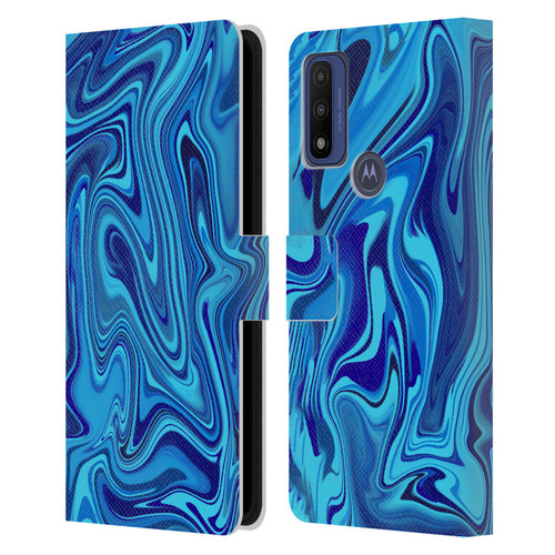 Suzan Lind Marble Blue Leather Book Wallet Case Cover For Motorola G Pure
