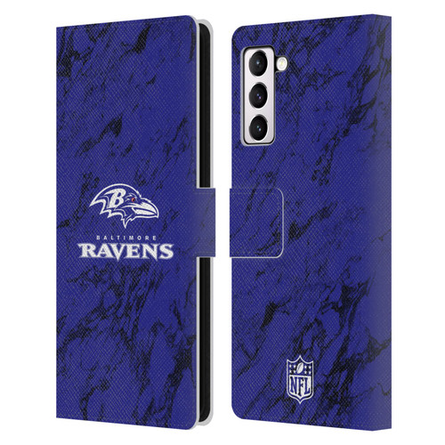 NFL Baltimore Ravens Graphics Coloured Marble Leather Book Wallet Case Cover For Samsung Galaxy S21+ 5G