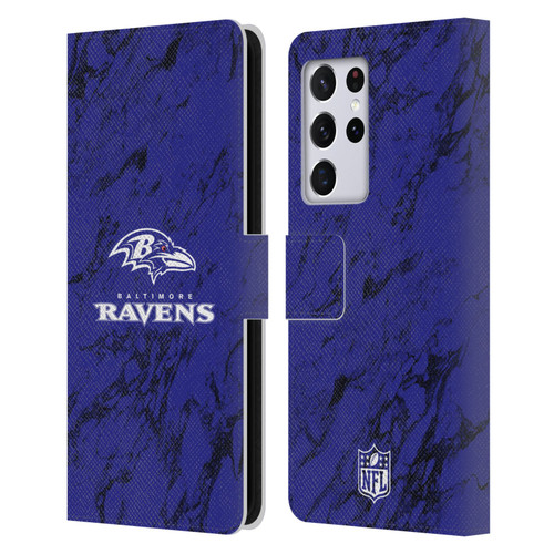 NFL Baltimore Ravens Graphics Coloured Marble Leather Book Wallet Case Cover For Samsung Galaxy S21 Ultra 5G