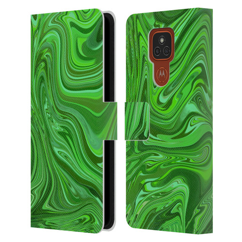 Suzan Lind Marble Emerald Green Leather Book Wallet Case Cover For Motorola Moto E7 Plus