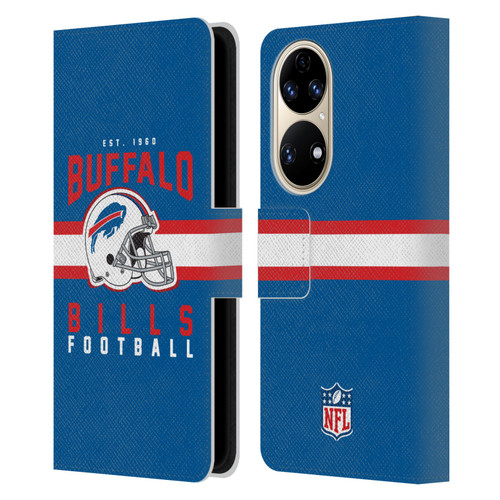 NFL Buffalo Bills Graphics Helmet Typography Leather Book Wallet Case Cover For Huawei P50