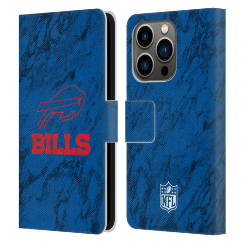 NFL Buffalo Bills Graphics Coloured Marble Leather Book Wallet Case Cover For Apple iPhone 14 Pro