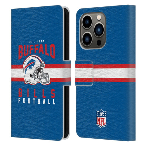 NFL Buffalo Bills Graphics Helmet Typography Leather Book Wallet Case Cover For Apple iPhone 14 Pro