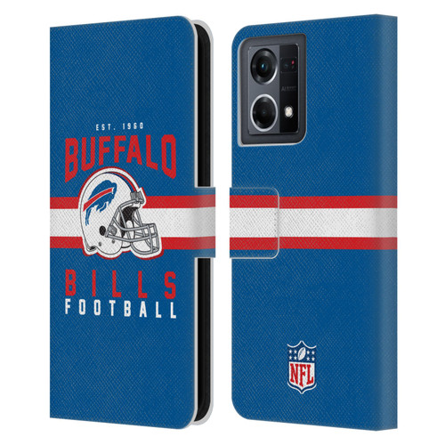 NFL Buffalo Bills Graphics Helmet Typography Leather Book Wallet Case Cover For OPPO Reno8 4G