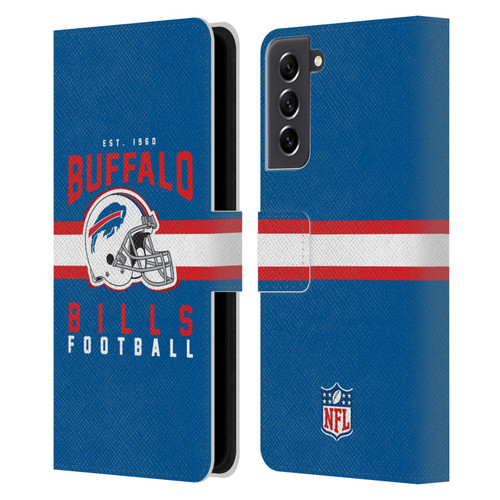 NFL Buffalo Bills Graphics Helmet Typography Leather Book Wallet Case Cover For Samsung Galaxy S21 FE 5G